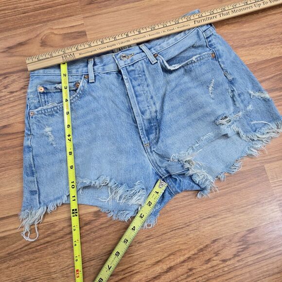 Agolde High Rise Parker Jean Shorts Size 27 Cut Off Distressed Denim Button Fly - Picture 10 of 10